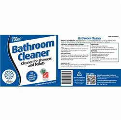Earth Renewable Labels for 750ml Spray Bottle Trigger - Bathroom Cleaner