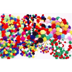 Jasart Pom Poms Glitter Assorted Size Pack of 200
