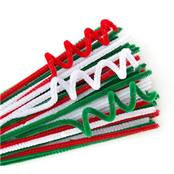Chenille Steams Green Red White 100 Pack