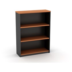 OM Bookcase 900W x 320D x 1200mmH 2 Shelf Cherry And Charcoal