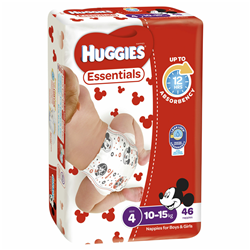 Huggies Nappies Essentials Toddler Unisex Size 4-10 15kg  46 Pack x 4