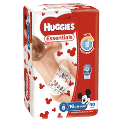 Huggies Nappies Essentials Junior Unisex Size 6 16+kg 40 Pack x 4 