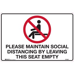 Brady Prohibition Safety Sign  Maintain Social Distancing H225xW300mm Polypropylene