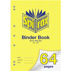Spirax 120 Binder Book A4 64 Page 8mm Ruled 