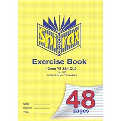 Spirax 205 Exercise Book A4 48 Page Queensland Rulings Year 3/4 12mm
