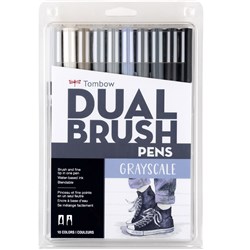 Tombow Dual Brush Pens Greyscale Set of 10