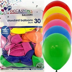 Alpen Occasions Balloons 25cm Assorted Colours Pack Of 30 