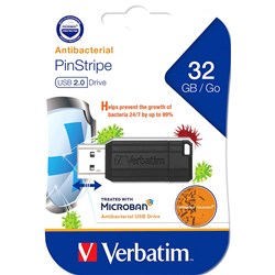 Verbatim Store 'n' Go Pinstripe USB Drive 2.0 32GB With Microban Black