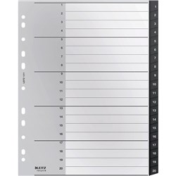 Leitz Recycle Indices  and Dividers 1-20 Tab PP A4  Black