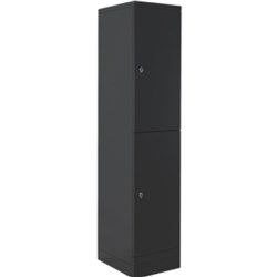 Steelco Flush Front Locker 2 Door 400W x 500D x 1890mmH Black Satin