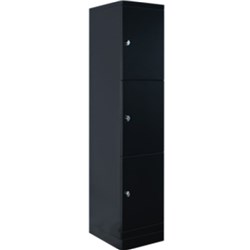 Steelco Flush Front Locker 3 Door 400W x 500D x 1890mmH Black Satin