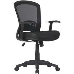 Intro Low Back Task Chair 1 Lever With Arms Black Mesh Back Black Fabric Seat