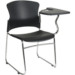 Focus Chair With Left Hand Side Tablet Arm Chrome Sled Base Black Plastic Seat