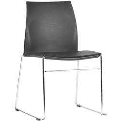 Vinn Chair No Arms Chrome Sled Base Black Plastic Seat 
