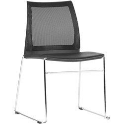 Vinn Chair No Arms Chrome Sled Base Mesh Back Black Plastic Seat