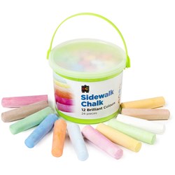 EC Chalk Jumbo Sidewalk 100x25mm Bright Colours Bucket of 24