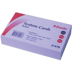 Esselte Ruled System Cards 127 x 76mm White Pack Of 100 