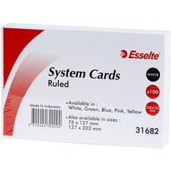 Esselte Ruled System Cards 152 x 102mm White Pack Of 100 