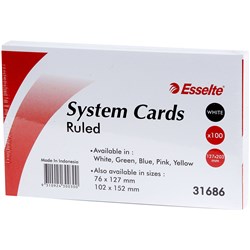 Esselte Ruled System Cards 203 x 127mm White Pack Of 100 