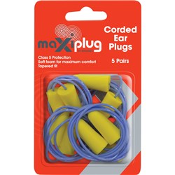 Maxisafe MaxiPlug Earplugs Disposable Corded 27dB Pack of 5