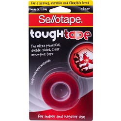 Sellotape Tough Tape Mounting 19mmx1.5m Strip Heavy Duty Clear