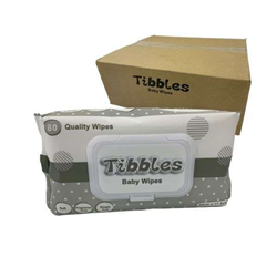 Tibbles Baby Wipes 80 Pack Ctn 18