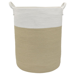 Cotton Rope Hamper White and Natural