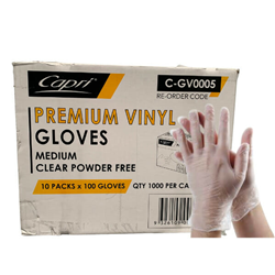 Powder Free Clear Vinyl Gloves Medium Carton