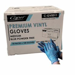 Powder Free Blue Vinyl Gloves Medium Carton