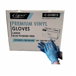 Powder Free Blue Vinyl Gloves Large Carton